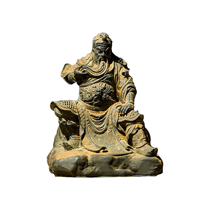Chinese Imitation Cast Iron Martial Arts Saint Guan Yu and Guan Gong Er Ye Figure Desktop Ornaments Home Art Figurine Decoration