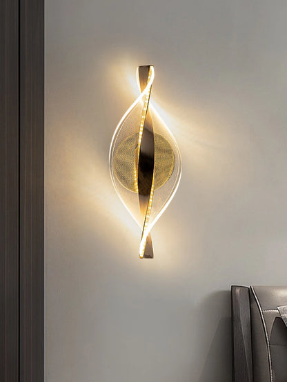 1pc/2pc modern gold/black LED acrylic wall sconce for lustre living room back wall, bedroom bedside home decor lighting.