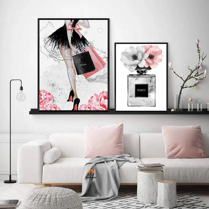 Canvas Book Perfume Women Decor Poster for Beauty Salon Decorative Paintings Luxury Living Room Girl Bedroom Decoration Nordic