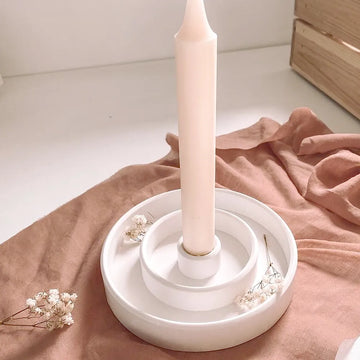 Concrete Round Candlestick Siliocne Mold DIY Handmade Plaster Epoxy Resin Candle Holder Tray Molds Home Crafts Decoration