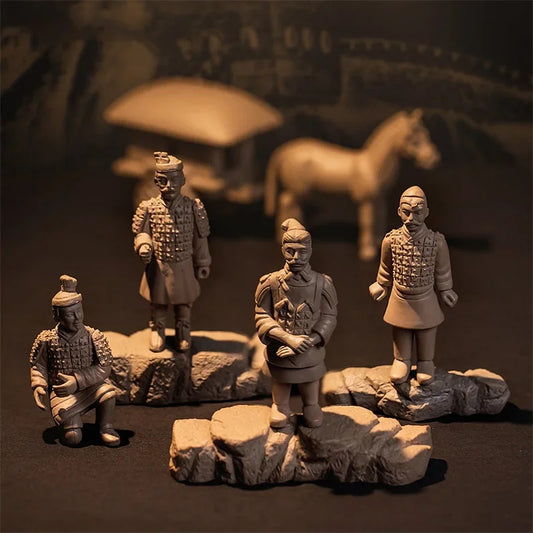 Xi 'an Miniaturized Terracotta Warriors Set DIY Micro-landscape Decoration Vintage Small Ornaments Accessoires Miniatures PVC