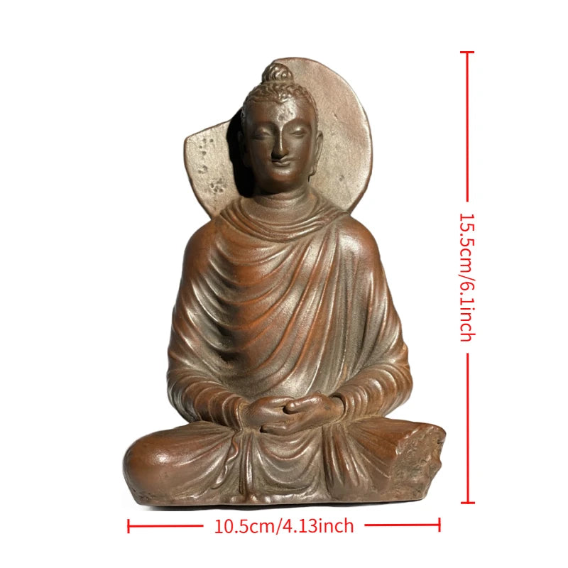 Gandhara Buddha Statue Miniature Exquisite Classical Retro Buddha Sitting Statue Ornaments Home Tea Room Art Desktop Decoration