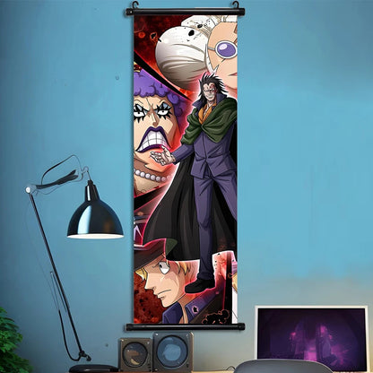 Luffy Hanging Scroll Poster ONE PIECE Anime Cartoon Wall Artwork Canvas Decor Home Decoration Zoro Wallpaper Doflamingo Art Gift