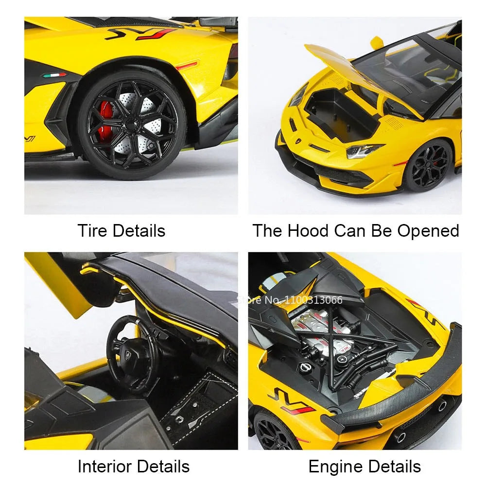 1:18 Alloy Lambor Aventador SVJ63 LP770 Models Cars Toys Doors Opened Miniature Car Wheel Steering Vehicles Child Adult Gifts