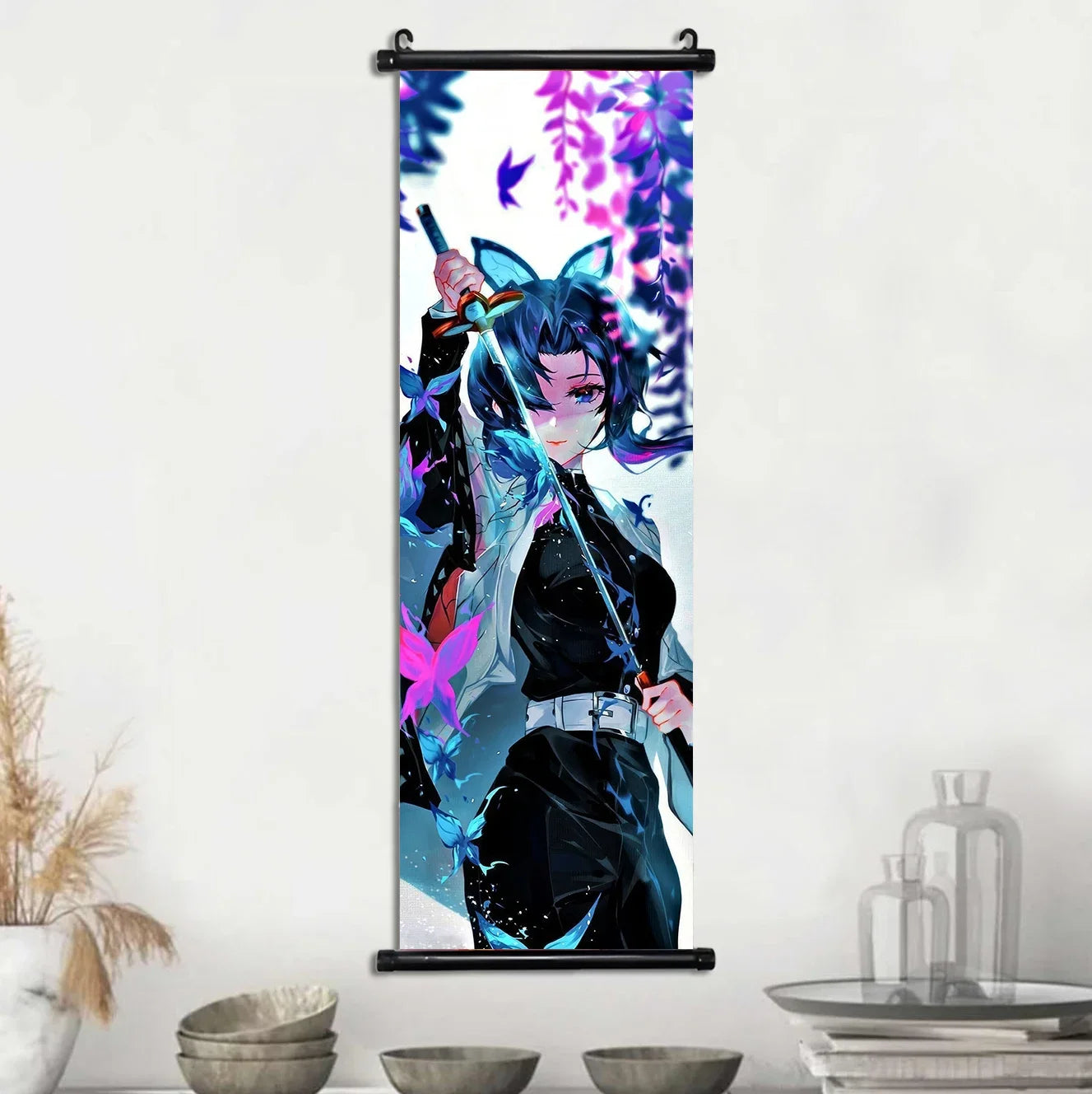 Demon Slayer Hashira Nezuko Agatsuma Zenitsu Inosuke Scroll Canvas Wall Hanging Painting Home Decor Anime Poster Wall Art Room