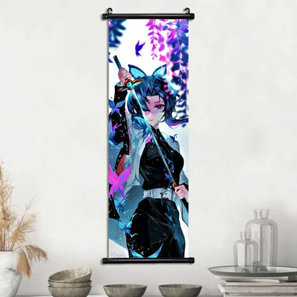 Demon Slayer Hashira Nezuko Agatsuma Zenitsu Inosuke Scroll Canvas Wall Hanging Painting Home Decor Anime Poster Wall Art Room