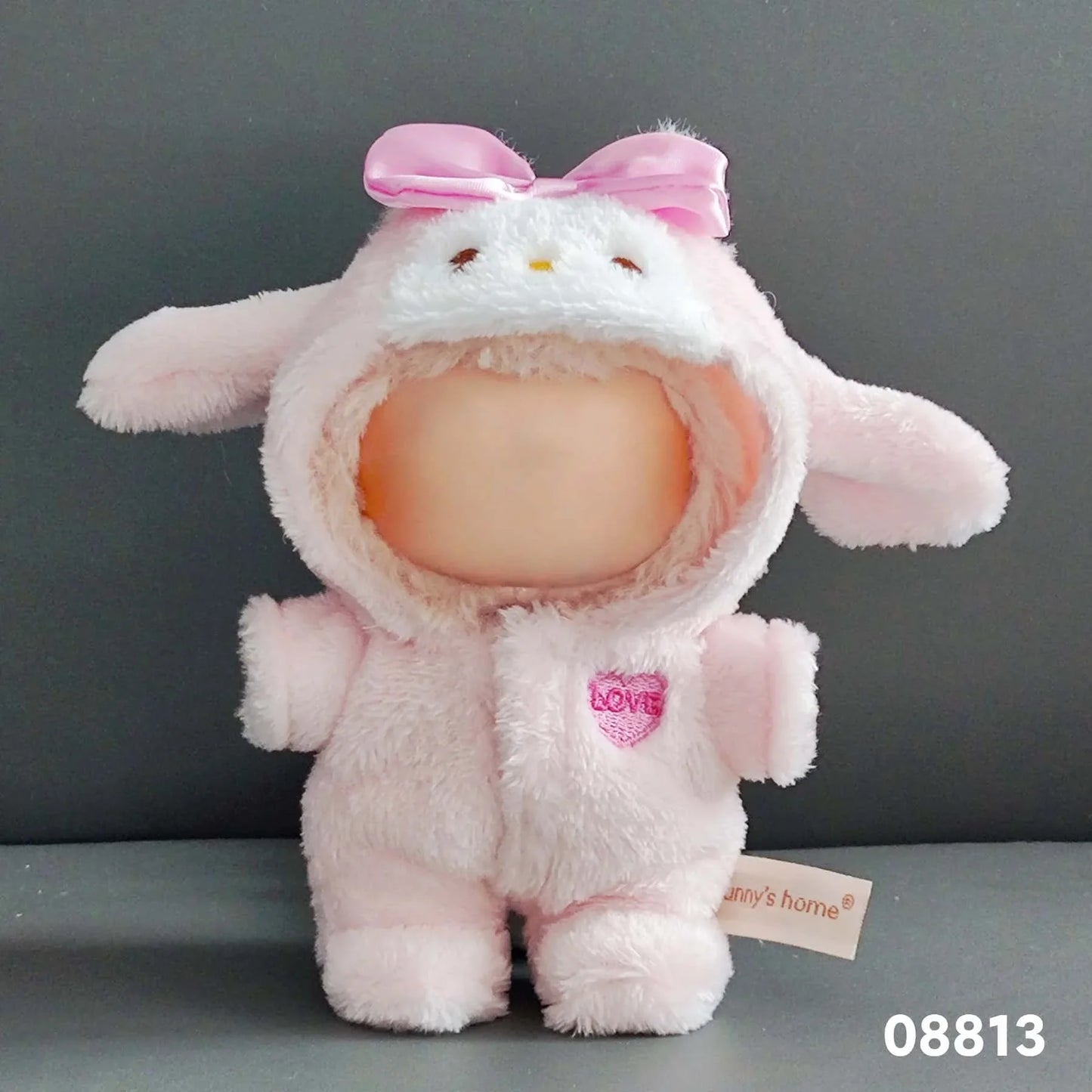 15-17cm Lafufu Doll Clothes - Monster Outfit Accessories, DIY Costume Set, Kids Gift, Pink Bunny Jumpsuit for V1 V2 V3 Dolls