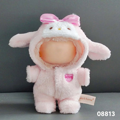 15-17cm Lafufu Doll Clothes - Monster Outfit Accessories, DIY Costume Set, Kids Gift, Pink Bunny Jumpsuit for V1 V2 V3 Dolls