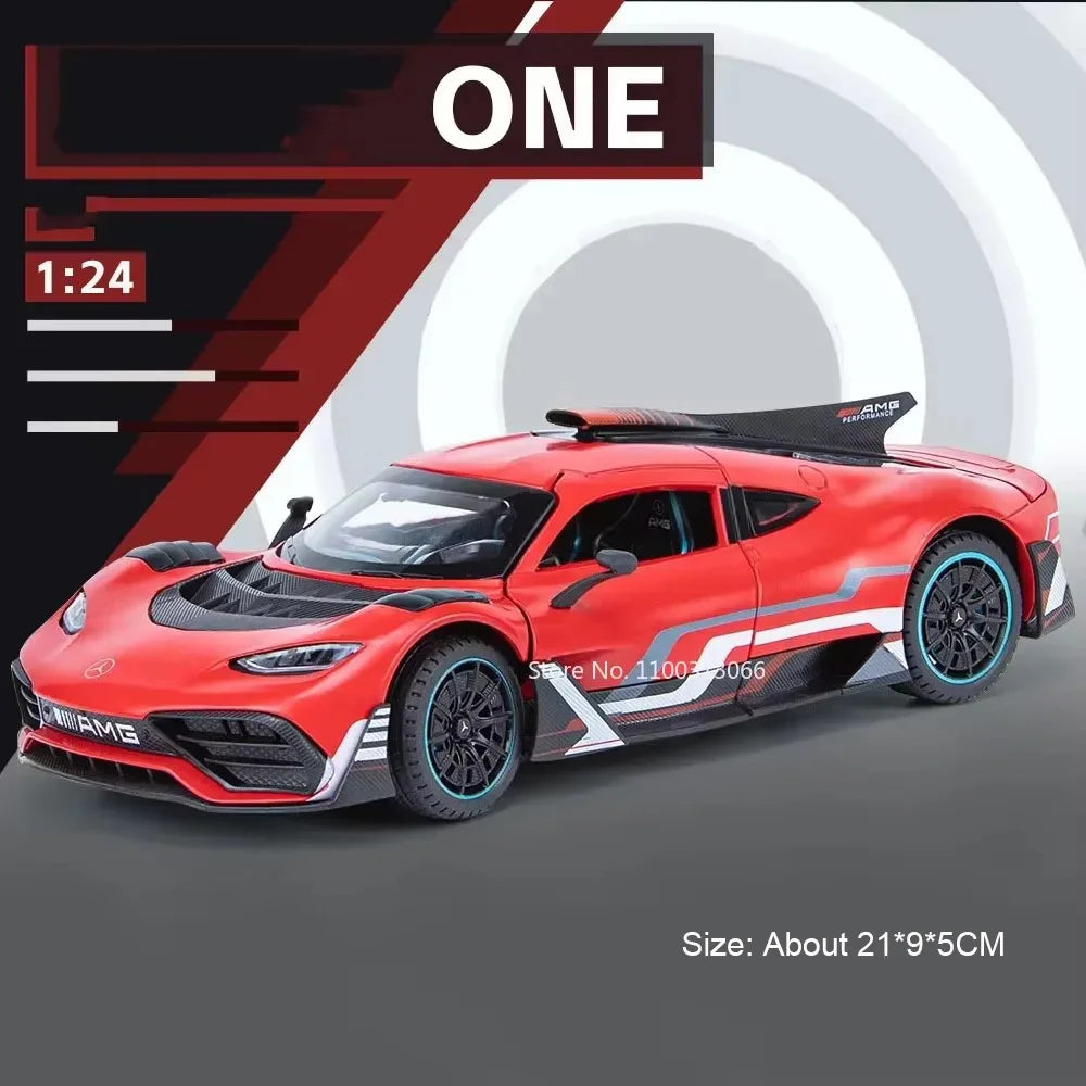 1:24 Scale Alloy GLS63 ONE Diecast Model Toy Cars With Music Light Vehicles Models Rubber Tires Car Toys for Boys Festival Gifts