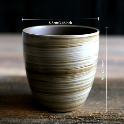 Hand-Painted Crackle Glaze Stoneware Mug for Coffee & Tea - Retro Chinese Gongfu & Japanese-Inspired Home Brewing Ceramic Cup