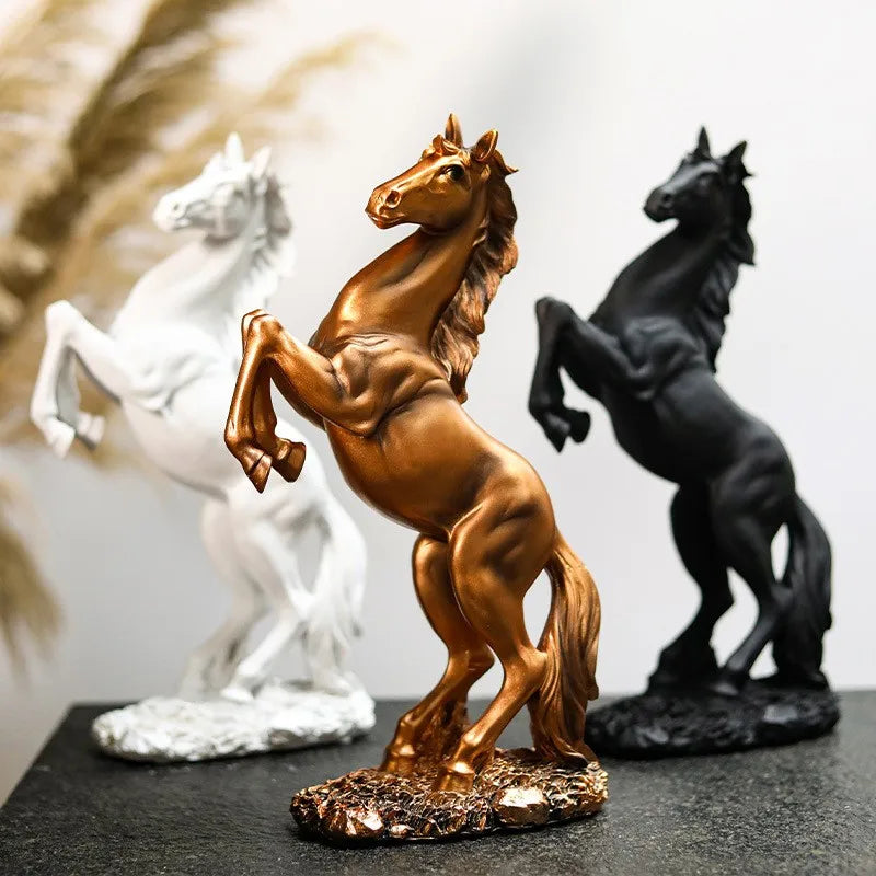 Nordic Abstract Resin Horse Statue, Golden, White, Black, Horse Figure, Figurines, Animal Model, Home Decoration