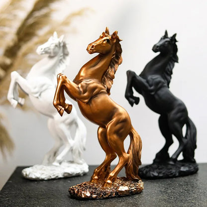 Nordic Abstract Resin Horse Statue, Golden, White, Black, Horse Figure, Figurines, Animal Model, Home Decoration