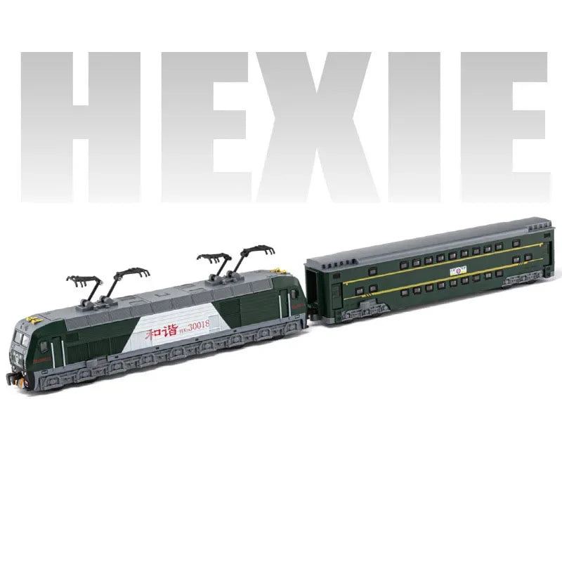 1:87 Scale DONGFENG HEXIE Train Models Cars Toy Alloy DIecast 4 Doors Opened Light Music Electric Trains Kids Educational Toys