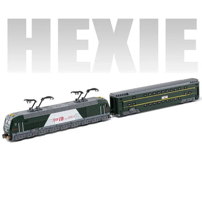 1:87 Scale DONGFENG HEXIE Train Models Cars Toy Alloy DIecast 4 Doors Opened Light Music Electric Trains Kids Educational Toys