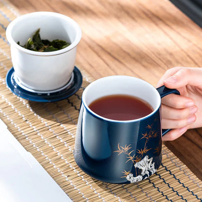 Tea Cup With Tea-Strainer Ceramic Tea Cups Decorated With Traditional Chinese Patterns Black Tea Teaware Tea Set Delicate Gift