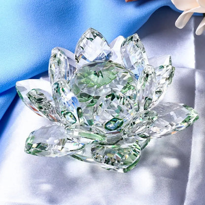 Crystal Lotus Flower Figurine Home Wedding Decoration Glass Craft Collection Paperweight Table Ornaments Souvenir Gifts