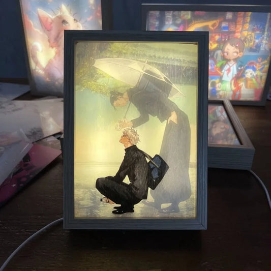 Anime Jujutsu Kaisen Figure Led veilleuse Anime Figurine cadre Photo peinture décor lumière chambre décoration cadeaux de noël