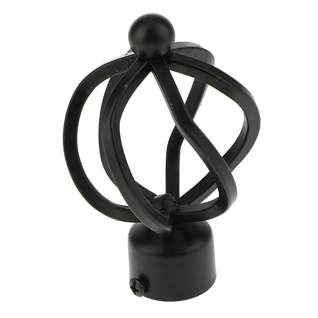 Unique Design 28mm Diameter Curtain Rod End Finial Caps black and white - -White