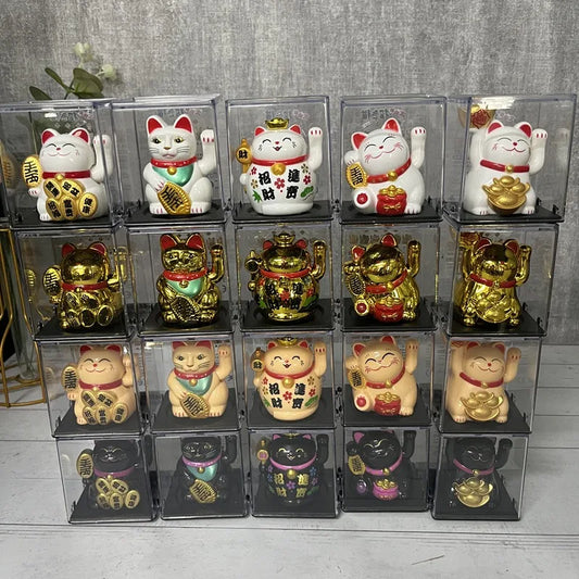 Solar mini lucky cat light rocking car boys and girls holiday gifts lucky ornaments living room decoration.