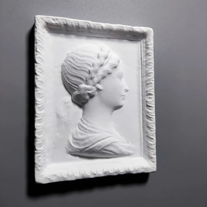 Nordic Lady Portrait Art Plaster Ornaments Retro Relief Advanced Aesthetic Home Decoration Luxury Figurine Decor Desktop Statue