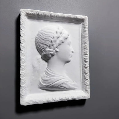 Nordic Lady Portrait Art Plaster Ornaments Retro Relief Advanced Aesthetic Home Decoration Luxury Figurine Decor Desktop Statue