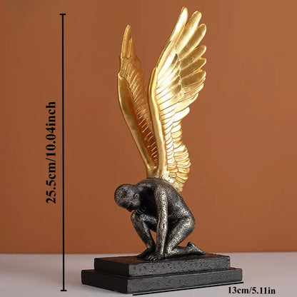 Angel Wings Model Statue Golden Silver Resin Creative Modern Abstract Sculpture Home Decor Living Room Decoration Office Decor