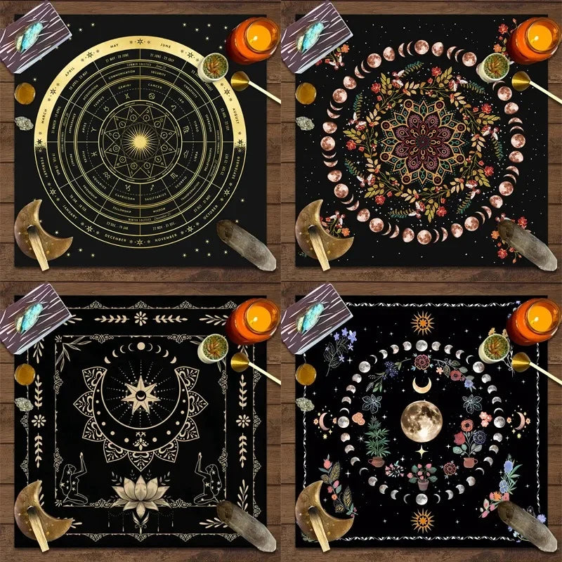 1pc, Tarot Tablecloth with 12 Constellations - Perfect for Divination, Party Decor, and Home Decor