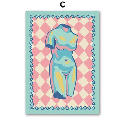 Women's Statue Unicorn Clothes Food Abstract Wall Art Canvas Oil Painting Posters And Prints Wall Pictures For Living Room Decor