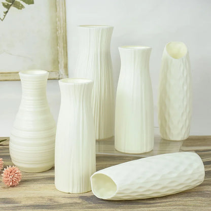 Nordic Stil Vase Ornamente Desktop Einfache Weiße Kunststoff Vase Nordic Frische Blumentopf Lagerung Flasche Hause Wohnzimmer Dekoration