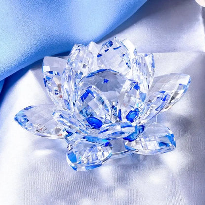 Crystal Lotus Flower Figurine Home Wedding Decoration Glass Craft Collection Paperweight Table Ornaments Souvenir Gifts