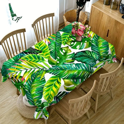 Tropical Leaves Tablecloth Holiday Party Decor Washable Summer Hawaiian Green Leaf Rectangle Table Cloths Kitchen Table Decor