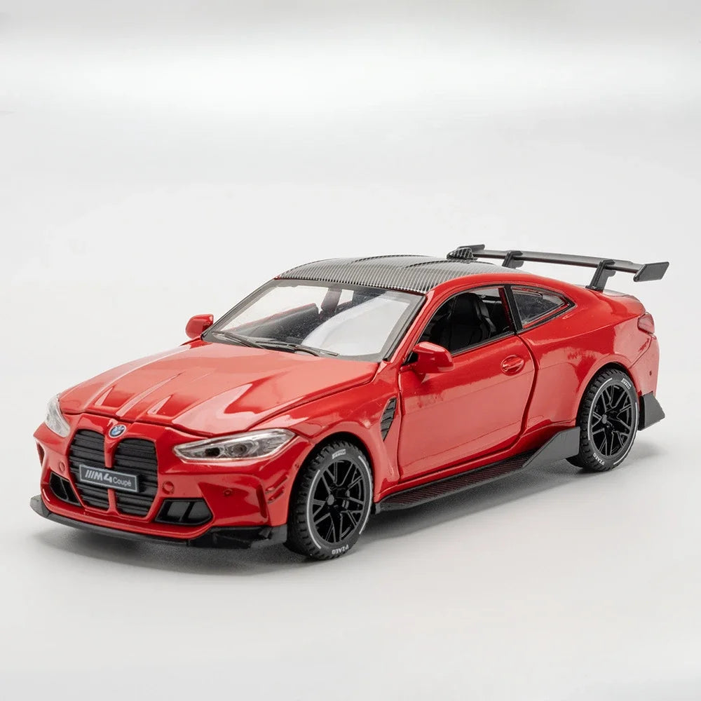 1/32 Scale M4 Alloy Car Models Metal Diecast Toys Vehicle with Simulation Sound and Light Sport Car Toys for Kids Birthday Gifts
