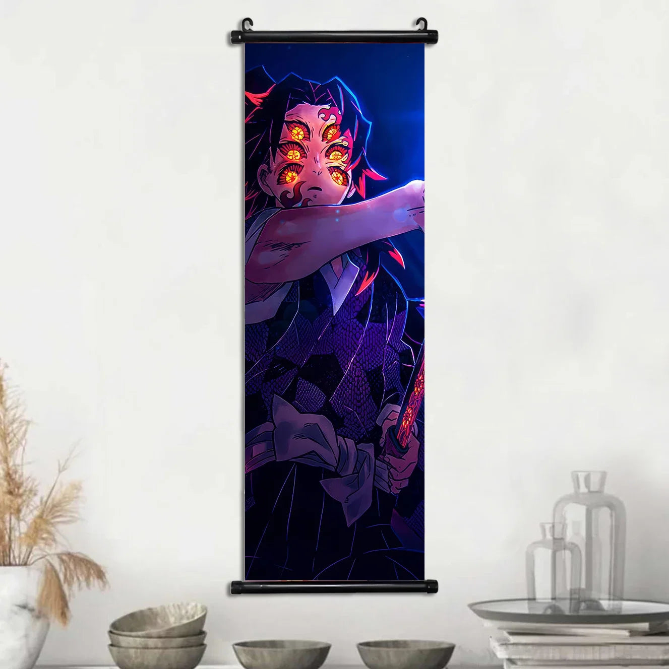 Demon Slayer Hashira Nezuko Agatsuma Zenitsu Inosuke Scroll Canvas Wall Hanging Painting Home Decor Anime Poster Wall Art Room