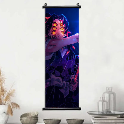Demon Slayer Hashira Nezuko Agatsuma Zenitsu Inosuke Scroll Canvas Wall Hanging Painting Home Decor Anime Poster Wall Art Room