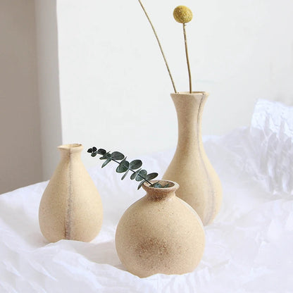 Retro Art Flower Vase Wooden Flower Bottle for Room Tabletop Ornament Plants Pot Flower Arrangement Container Home Decoration