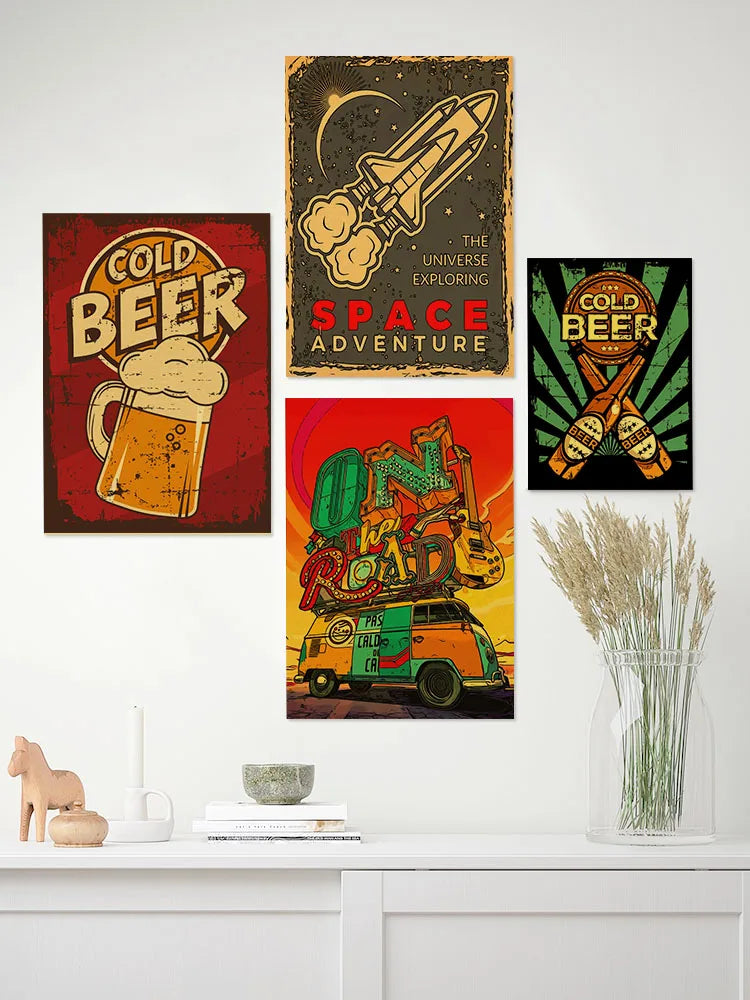 Bar Bier Retro Poster Kraftpapier Poster Vintage Home Medizin Student Dekor Medizinische Kunst Wandmalerei Poster
