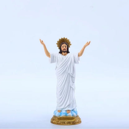 8 Inches Alleluia He Is Risen Car Decor Resin Jesus Christ Statue Resurrection Figurine Auto Decoration Christian Saint Statue