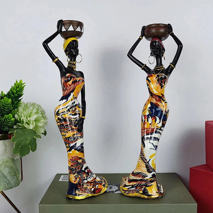 Bougeoir moderne bougeoirs noirs pour décoration Table armoire bougeoirs salon Sculpture résine décor à la maison afrique