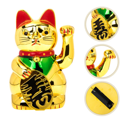 Maneki Neko Figurine Lucky Fortune Cat Japanese Lucky Cat with Waving Arm for Welcoming Fortune Luck Wealth Prosperity Feng