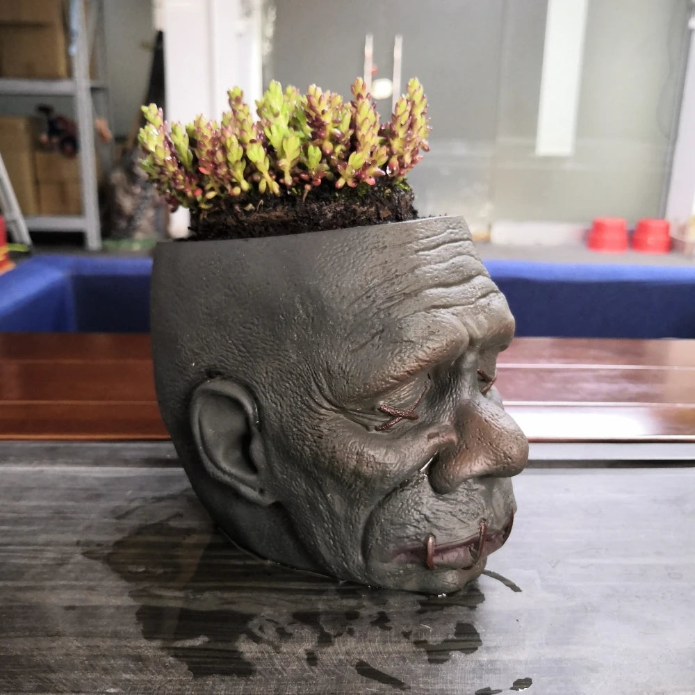 Shrunken Replica Planter Pot Desk Gothic Plant Head Vase Handmade Shrunken Zombie Head Planter Halloween Gift
