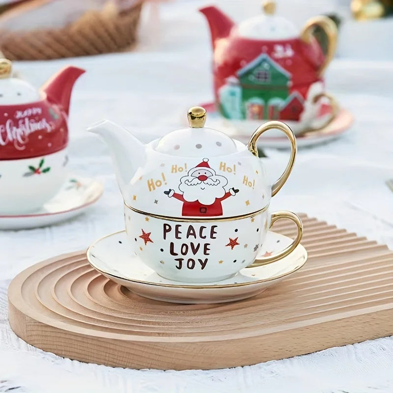 1pc, lovely Christmas suit, coffee cups and saucers, porcelain cups for drinking, Christmas gifts and birthday gifts.