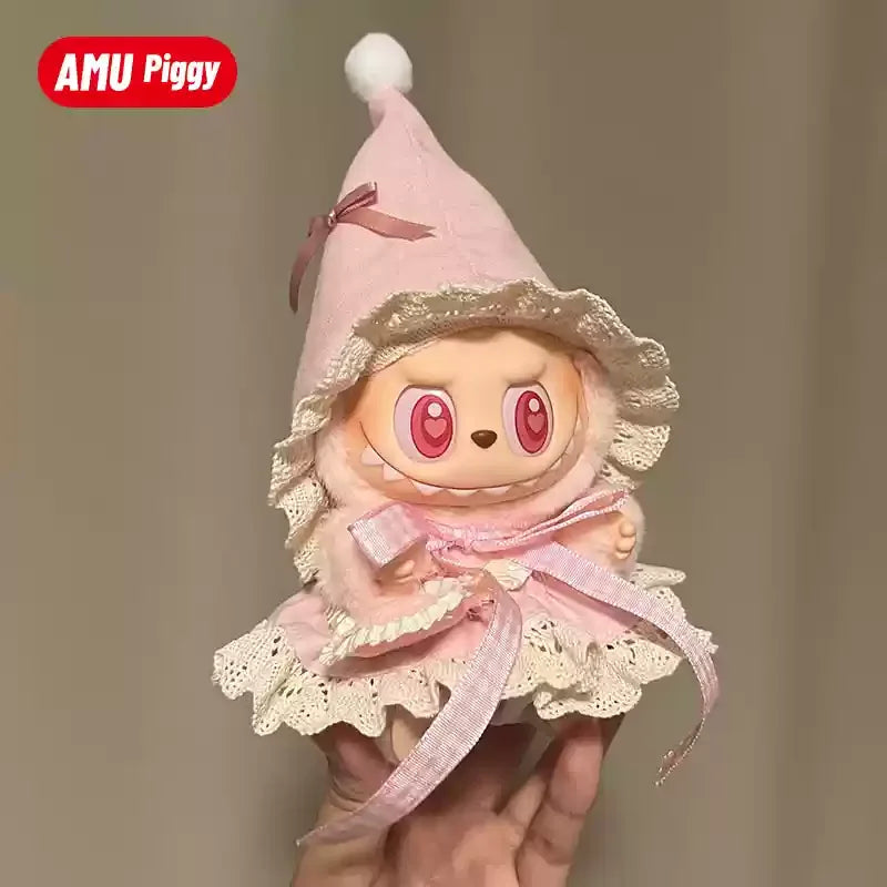 New Hot Lafufu  Dolls Sitting Party Clothing Outfit 17cm Mini Plush Doll'S Clothes Bear Rabbit Bib Pants Overalls Accessories