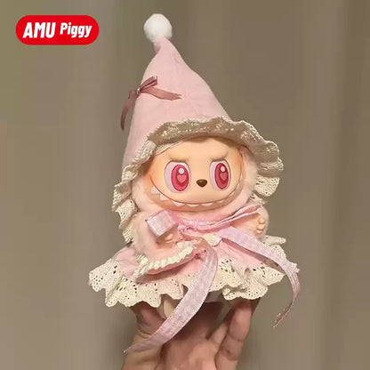 New Hot Lafufu  Dolls Sitting Party Clothing Outfit 17cm Mini Plush Doll'S Clothes Bear Rabbit Bib Pants Overalls Accessories