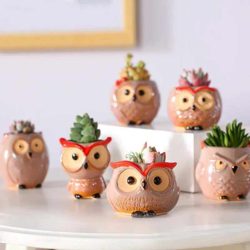 Mini Owl Flower Pot Garden Office Decoration Succulent Ceramic Flowerpot Pastoral Cute Animal European Style Household flowerpot