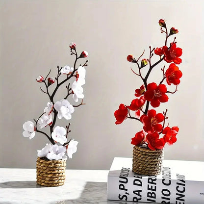 Multi Colored Artificial Flower Bonsai Plum Blossom Simulation Flower Bonsai White Flower Bonsai Simulation Flower Bonsai