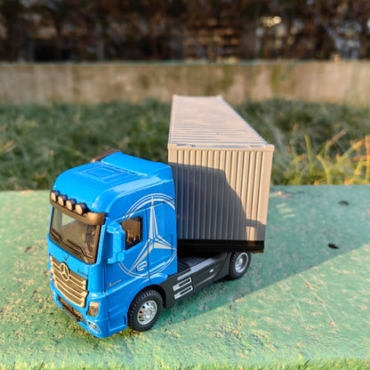 1:50 Large Diecast Alloy Truck Car Model Toys Container Pull Back Sound And Light Transport Vehicles Model Toys For Boys Gifts