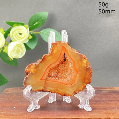 Natural Red Agate Crystal Cavity Stone - Energy Healing Reiki Meditation Beautiful Home Decor Gift for Prayer