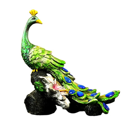 Peacock Figurine Beautiful Resin Statue Sculpture for TV Stand Office Bedroom Decoration