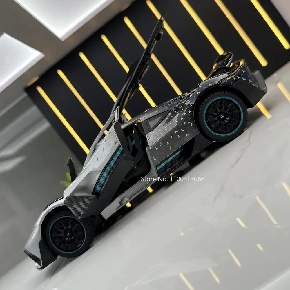1/24 Scale Alloy Car Model ONE Sports Car Metal Diecast Toy Vehicles Simulation Sound & Light Toy for Children Gift Collectibles