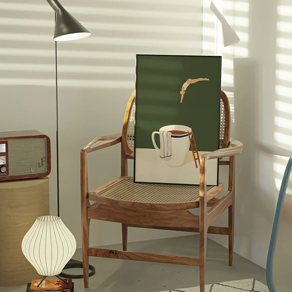 Retro Coffee Diving Poster Canvas Painting Good Morning Coffee Lover Print Wall Art for Living Room Home Kitchen Decor Frameless